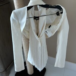 NWT Barbara Bui ivory cream white bolero jacket and fringe halter vest 36 XS 2-4